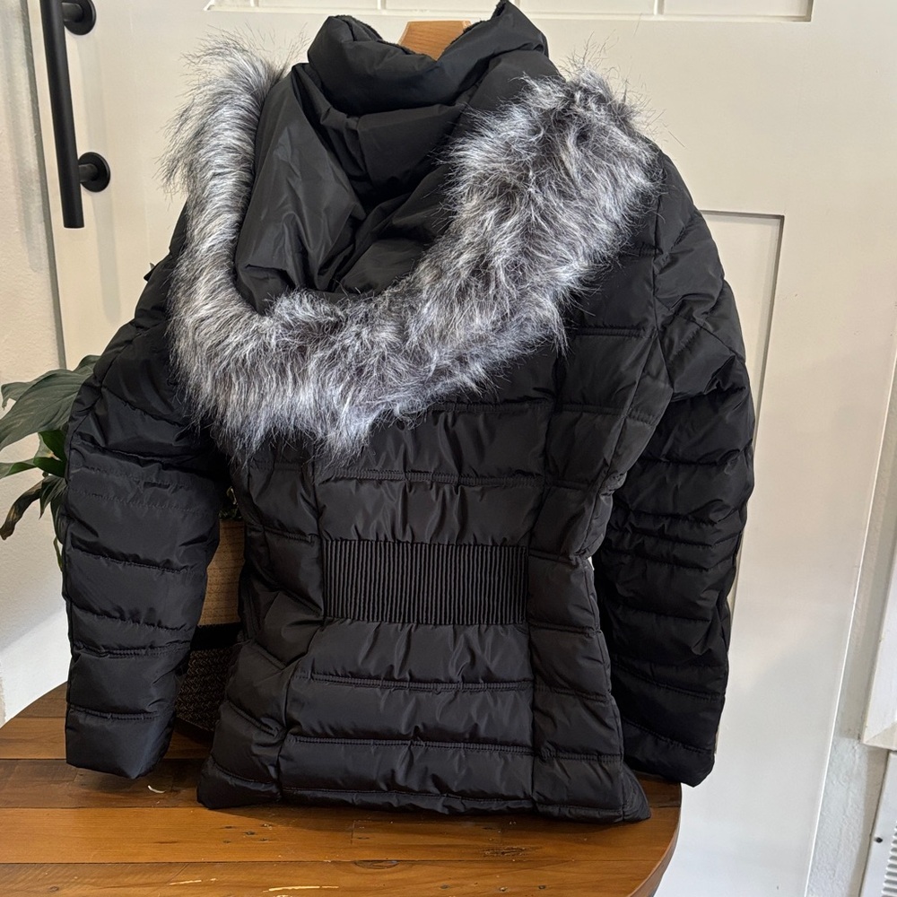 Nautica Women's Black Puffer Jacket with Faux Fur Hood large - Picture 6 of 15